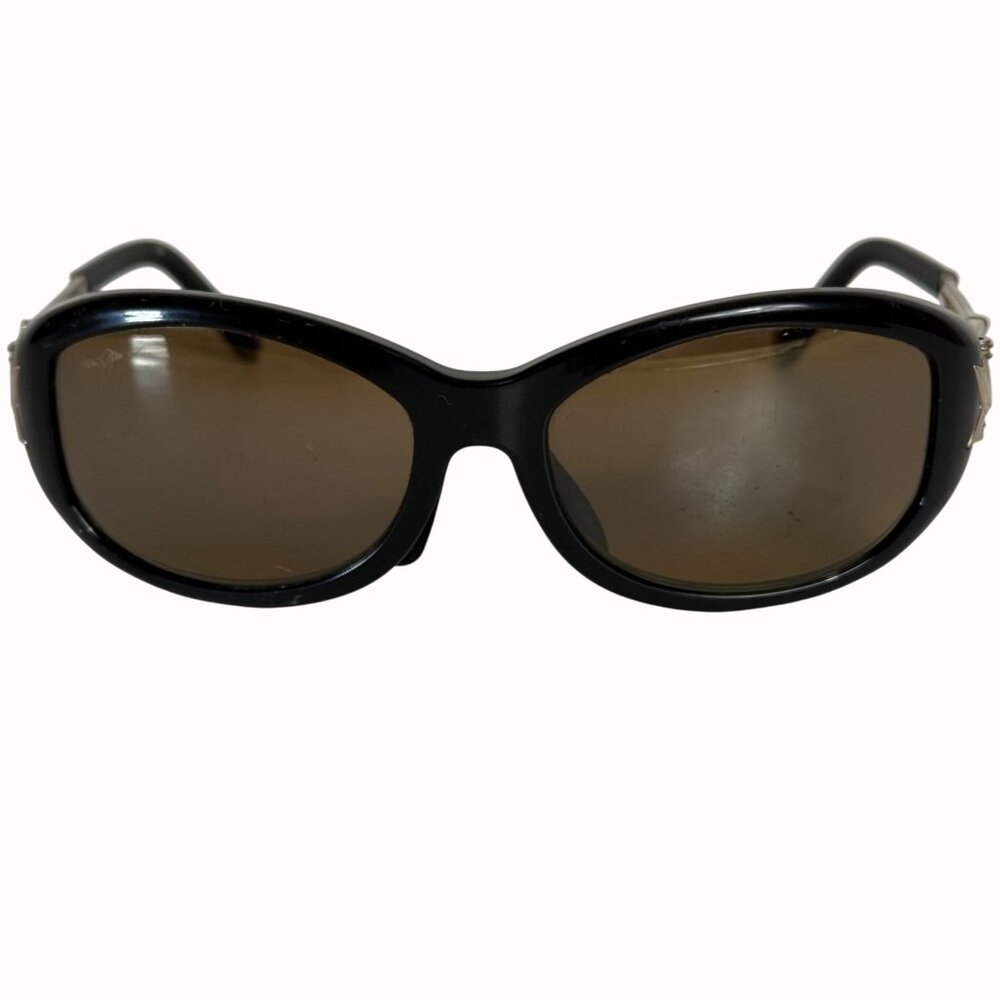 Maui Jim Womens Alana Sunglasses Polarized Brown Lenses Gold Tone Temple Arms